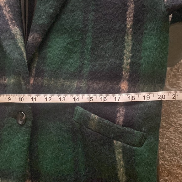 SOUP WOMEN’S Med S. Checkered Green Coat. 60% Polyester, 30% Wool, 10% Rayon, - Picture 6 of 8